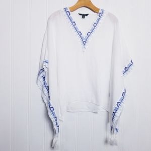 Lauren Ralph Lauren Linen Embroidered Tunic Tassel Boho Caftan Womens XS